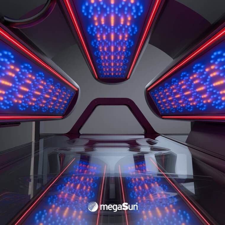 Intérieur du megaSun K11 : LEDs hybrides et technologie collagène Intérieur du megaSun K11 : LEDs hybrides et technologie collagène